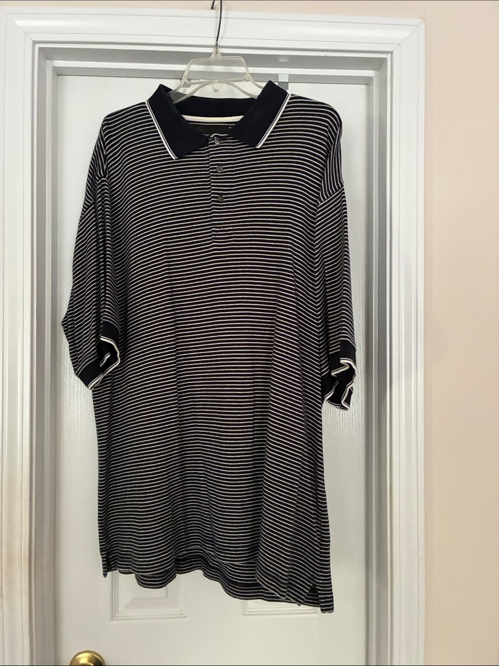 Men’s XXL Greg Norman Collection Black and White Striped Polo Shirt